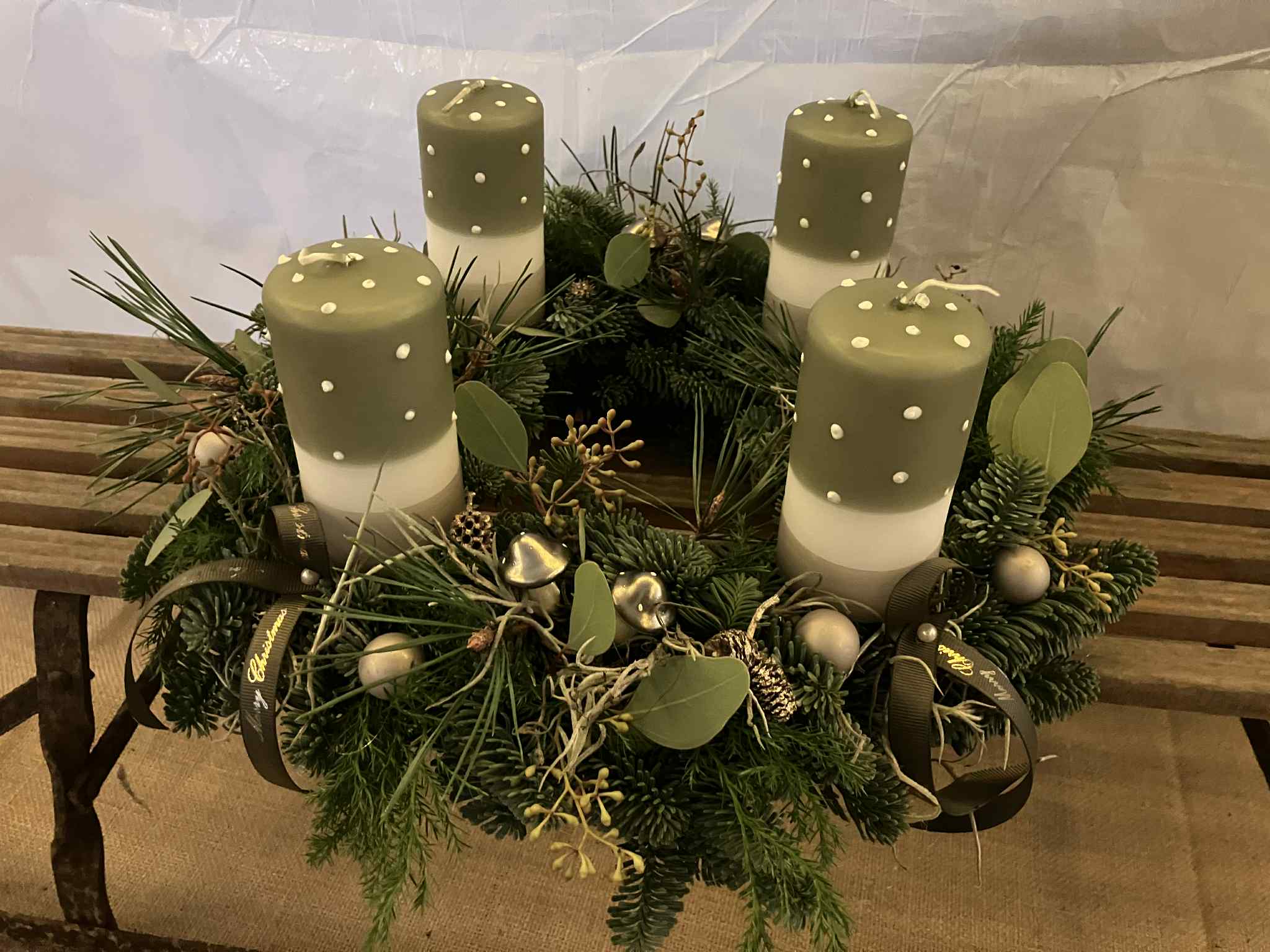 Juledekoration med hånddyppede lys - Fru P